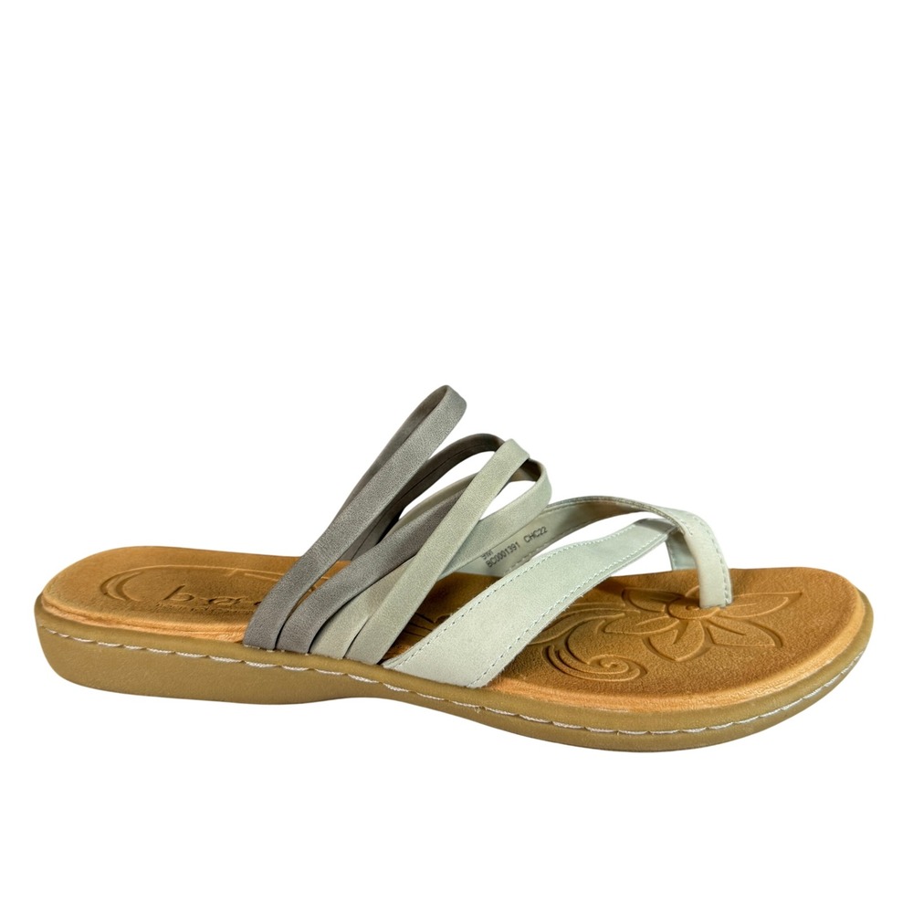 b.o.c. Born Concept Womens Grey Sage Green Strappy Toe Loop Sandals BC0001391 9M